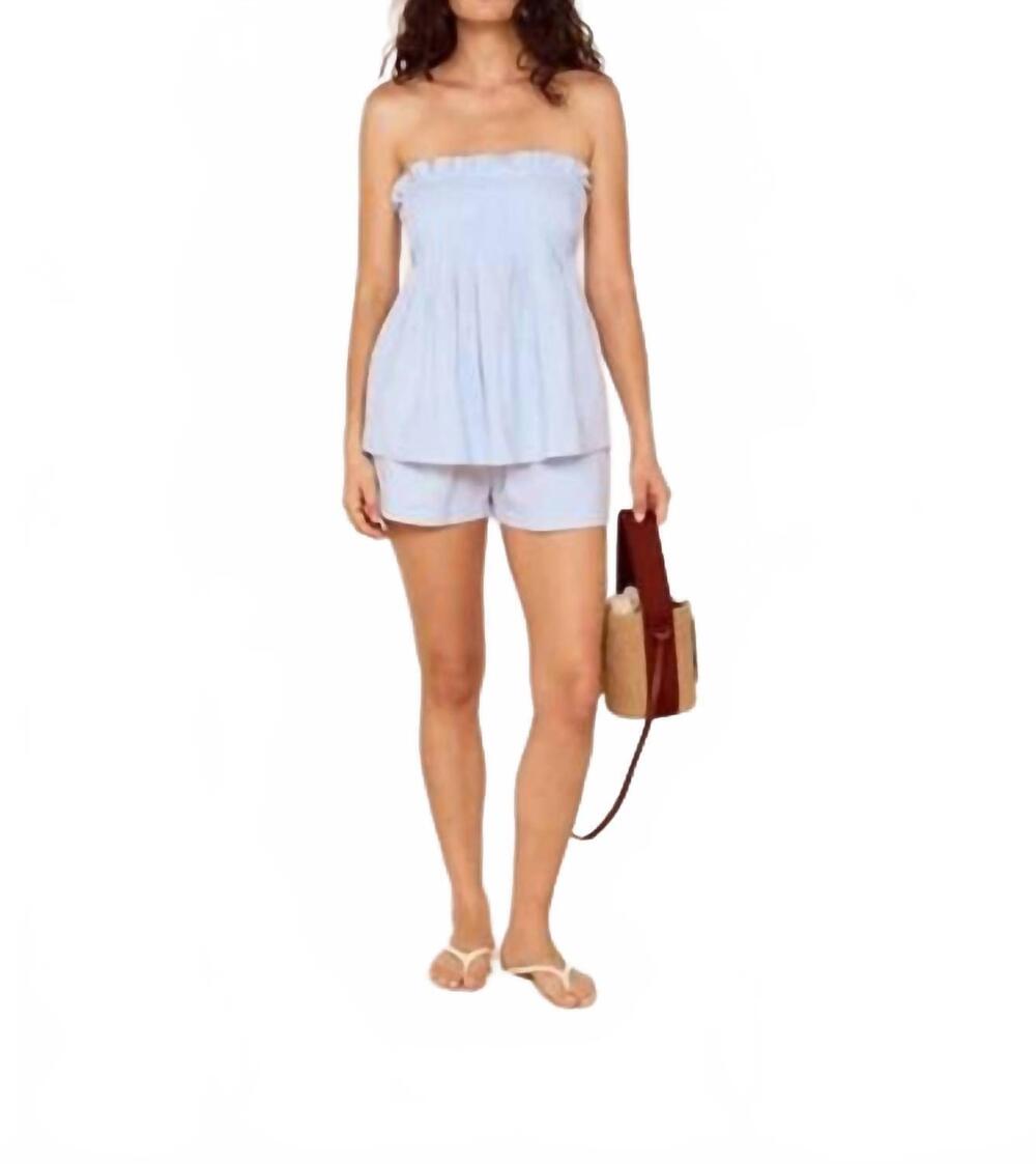 NEW MINKPINK ines strapless top in sky blue